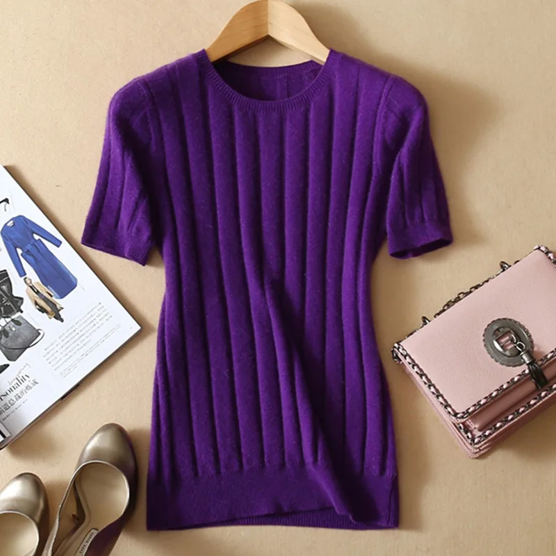 Женская трикотажная рубашка с коротким рукавом Весенняя Корейская | одежда