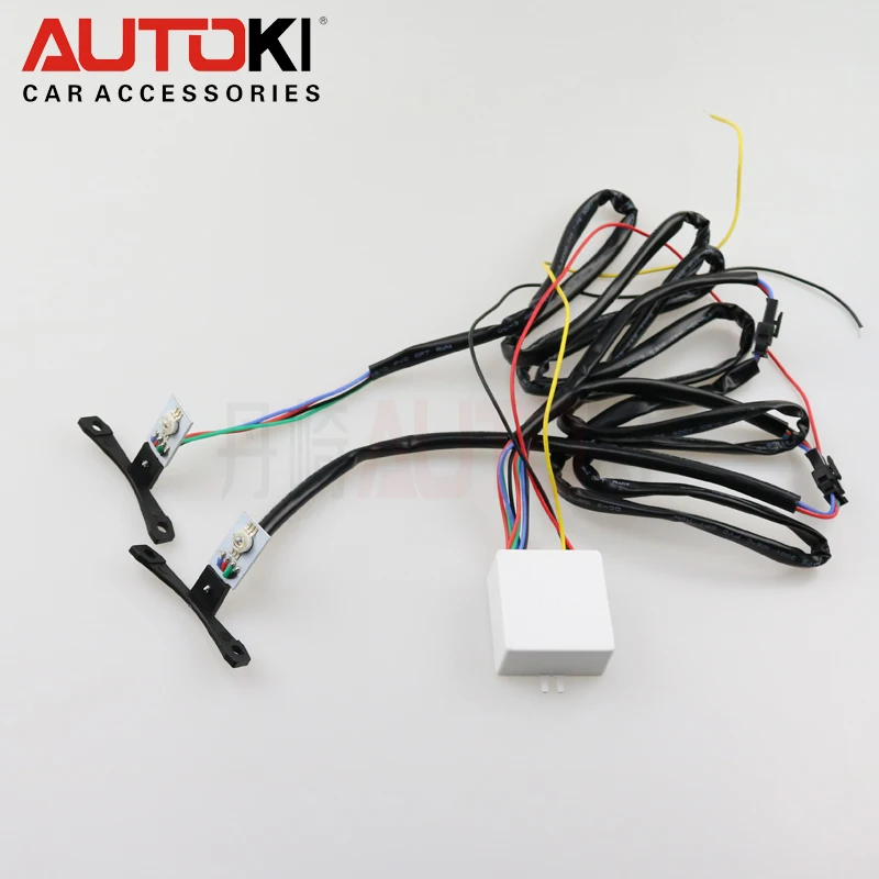 Автостайлинг Autoki 2 шт. LED много цветов RGB Devil Eyes Demon Eye Самозащита для фар объектив