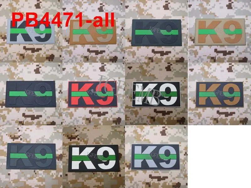 Тонкая синяя красная желтая зеленая линия K9 блок боевого духа в Военном Стиле 3D
