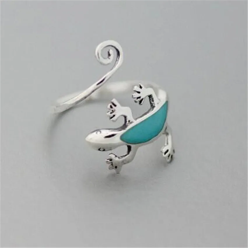 

Handmade Lizard Ring Gecko Adjustable Mint Bank Rings For Women Girl jewelry