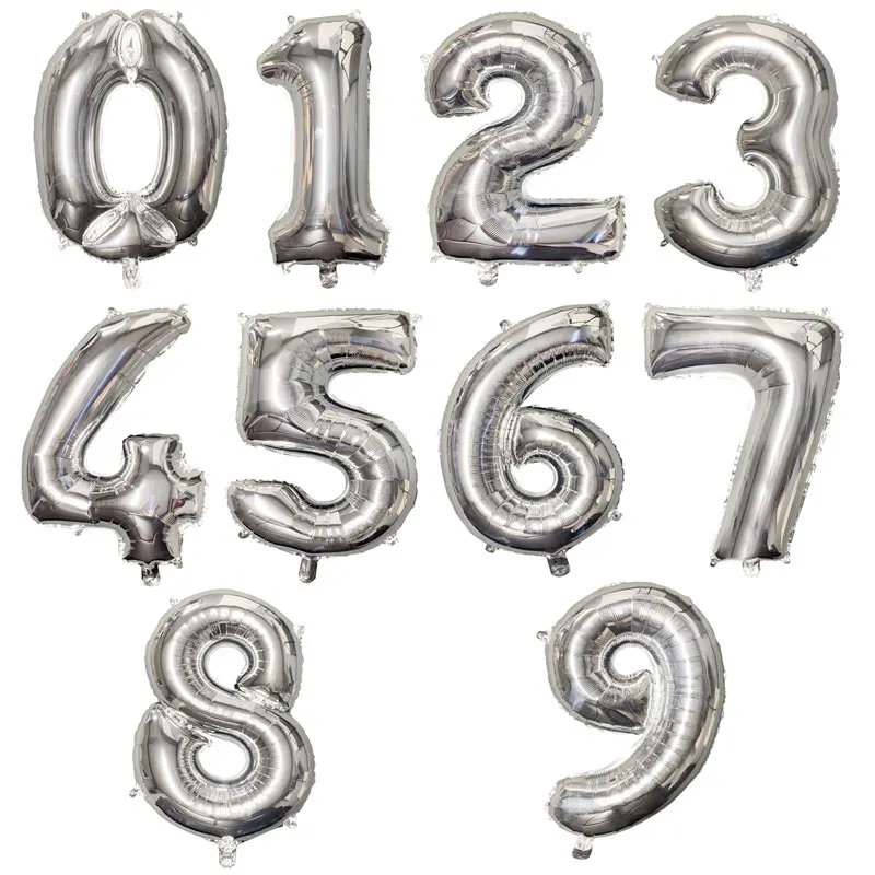 Silver 16/32/40 дюймов Новые Стразы образуют цифру «воздушные шары цифры клипсы для воздушных шаров, воздушные шары воздушные деко День рождения украшения Пижама для детей и взрослых, воздушный шар - Цвет: Silver