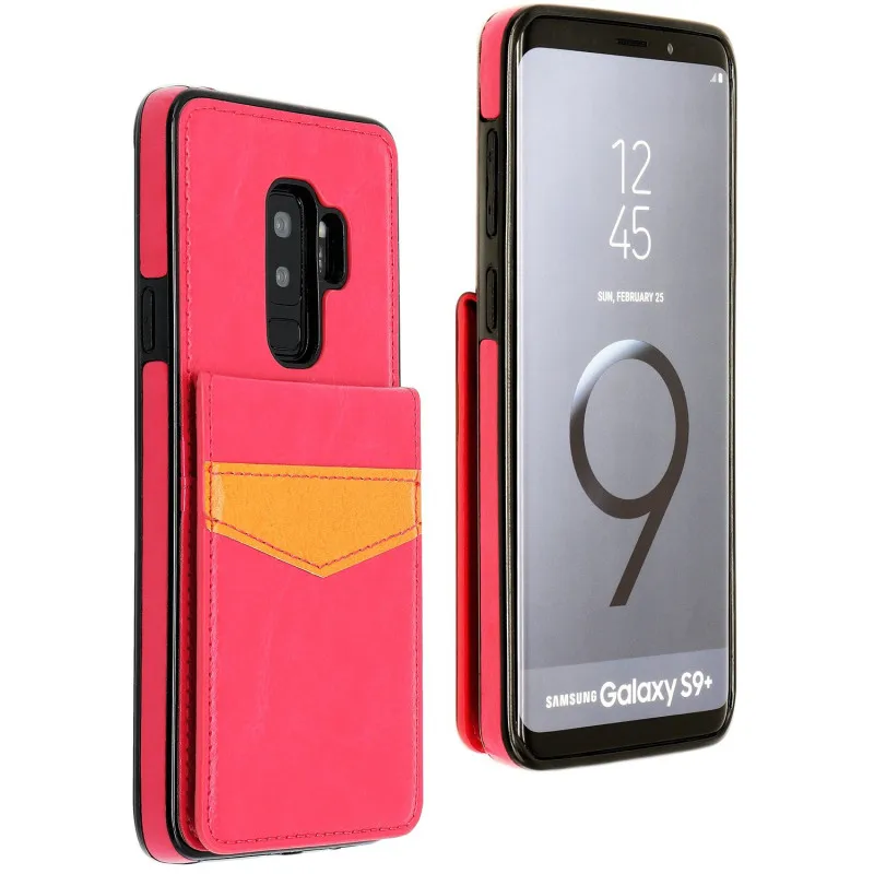 Чехол на заднюю панель для samsung Galaxy S9 S8 Plus S6 S7 Edge Premium из искусственной кожи держатель для карт откидная подставка чехол для samsung S9+ S8+ Note8 чехол - Цвет: Красный