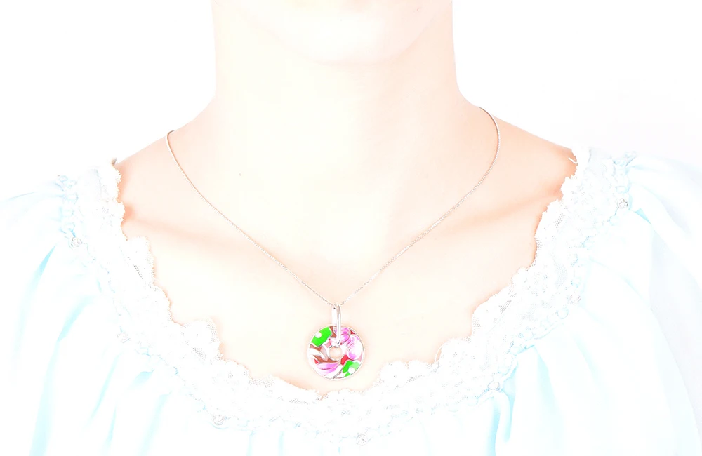 Женский кулон с эмалью лотоса RainMarch на цепочке или колье из подлинного серебра 925