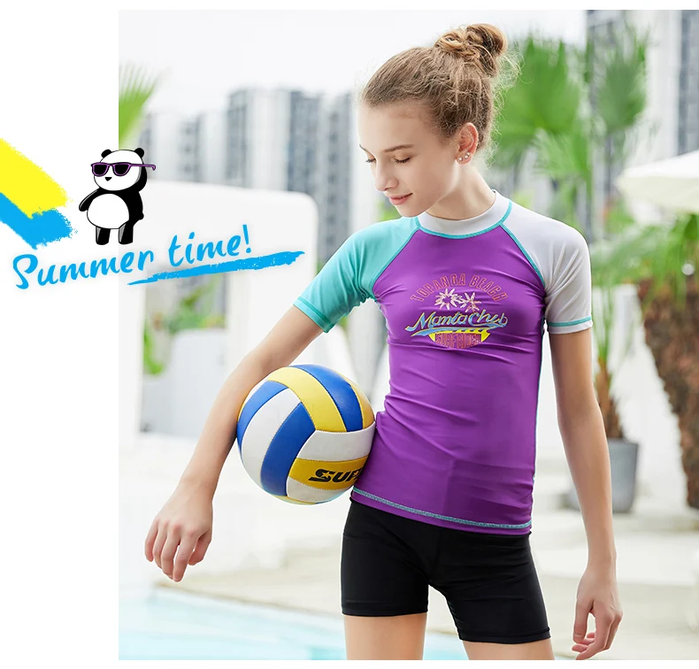 Kids Short Long Sleeve Rash Guard Sun UV Protected UPF50+ Boys Girls Surf Swim Shirt Lycra Basic Skin Athletic Tops(115-165cm