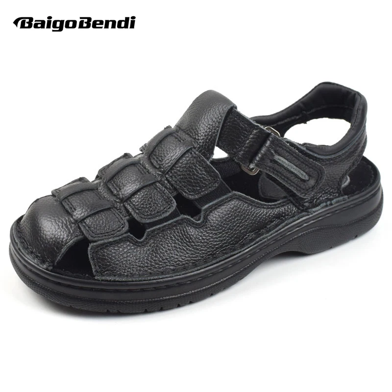 Большой Размер 12 13 14 мужские повседневные мягкие сандалии из натуральной кожи с