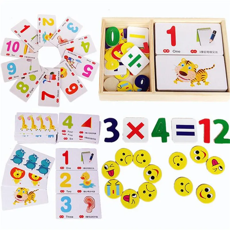 

2016 Wooden Educational Toys Early Childhood Teaching Aids Funny Cassette Recognize Learning Arithmetic Digital Card Brinquedos