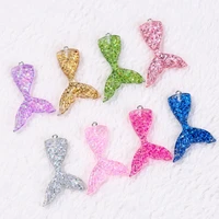20pcs 4731mm mermaid tail flatback resin cabochons charms fashion jewelry necklace pendant keychain charms for diy decoration