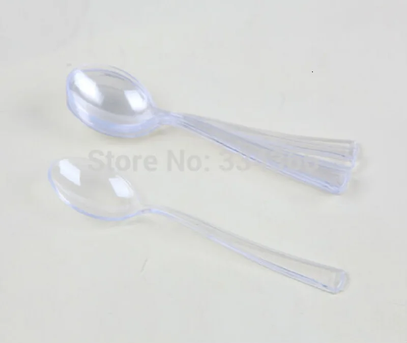 

500pcs/lot Plastic Disposable Clear 3.9" Mini Clear Spoon Plastic Small Spoon Ice Cream Spoon 10CM FreeShipping