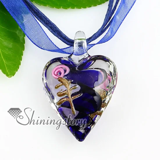 Сердце кружились блеск Lampwork Murano итальянские венецианского стекла ручной работы ожерелья подвески цветной дешевый бижутерии