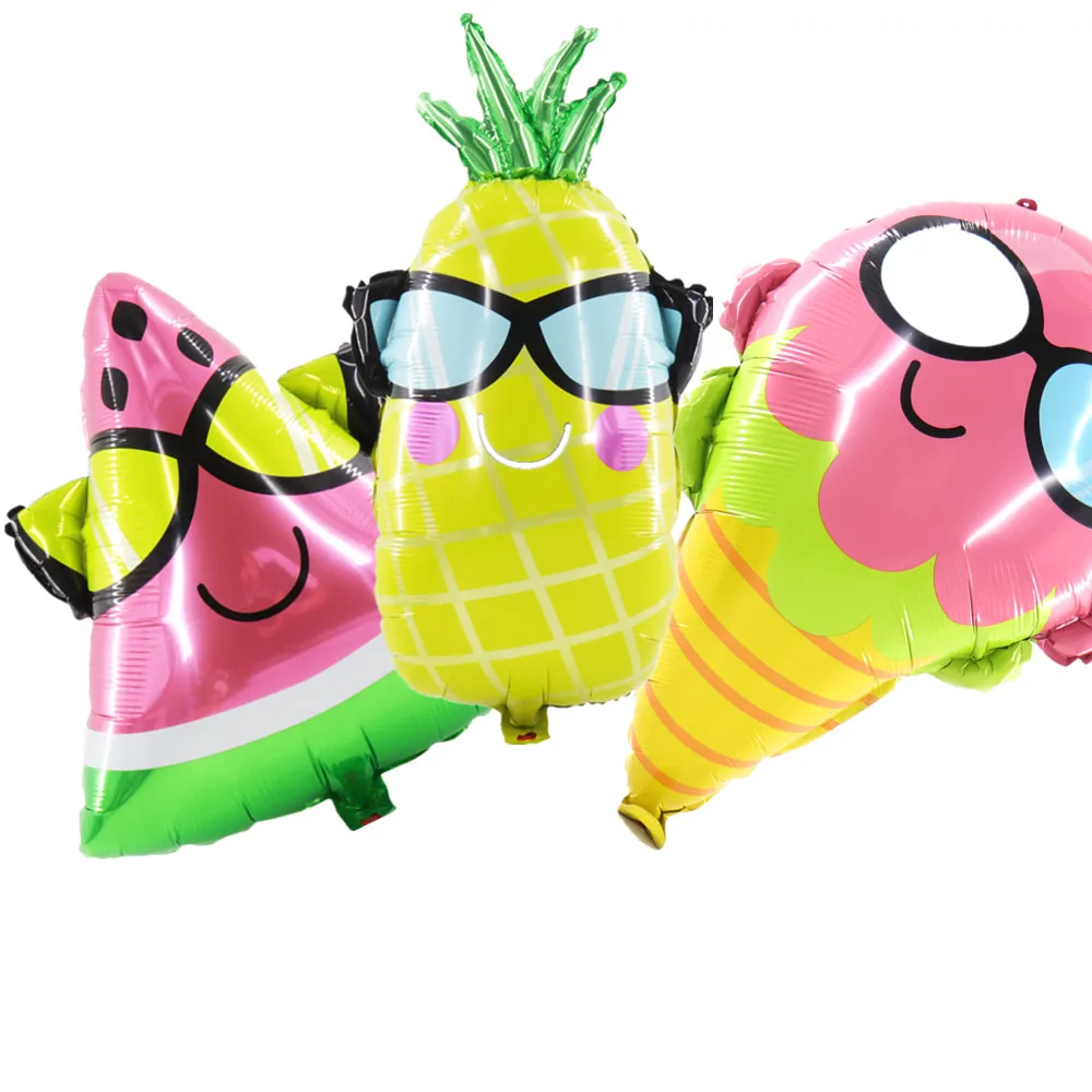 

Hawaii party decoration aluminum foil balloon Glasses Ice Cream Pineapple Watermelon Balloon for Kids Birthday Summer Party
