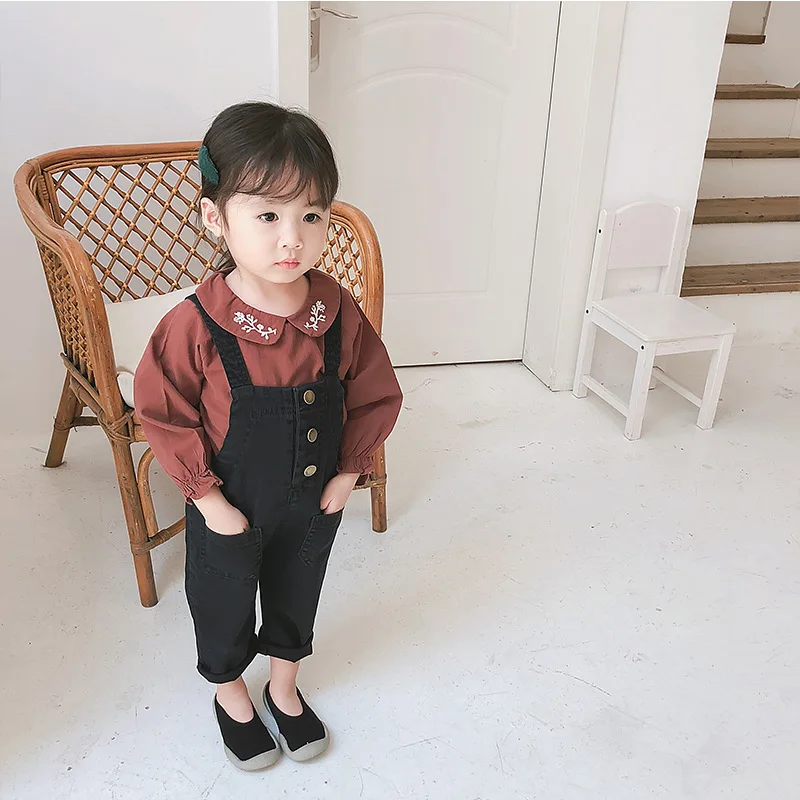 High Quality Spring Infant Baby Boys Girls Overall Cotton Children Kids Suspender Trousers Solid Girls Pants