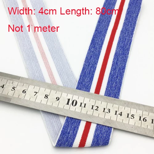 4cm blue white RE 40 мм(1,5") 1 м золотая полоса высокие эластичные ленты канатная Резиновая лента линия спандекс лента для шитья кружевная отделка поясная лента аксессуары для одежды - Цвет: 4cm blue white RE