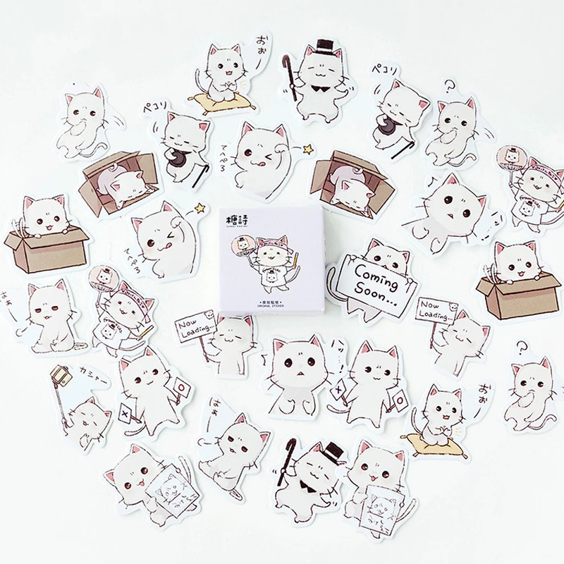 Joylong 45Pcs Pusheen Kids Stickers Scrapbooking Cute Cartoon Cats Kawaii Sticker Pack Toys For Children Diary Decoration