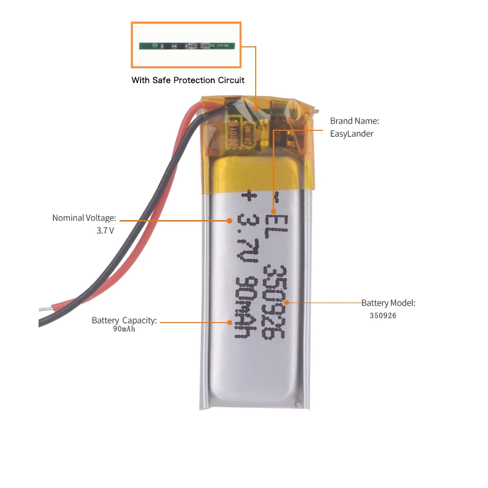 3 7 V 90mAh 350926 литий полимерный Li Po ионный аккумулятор Lipo ячейки для MP3 MP4 GPS Bluetooth