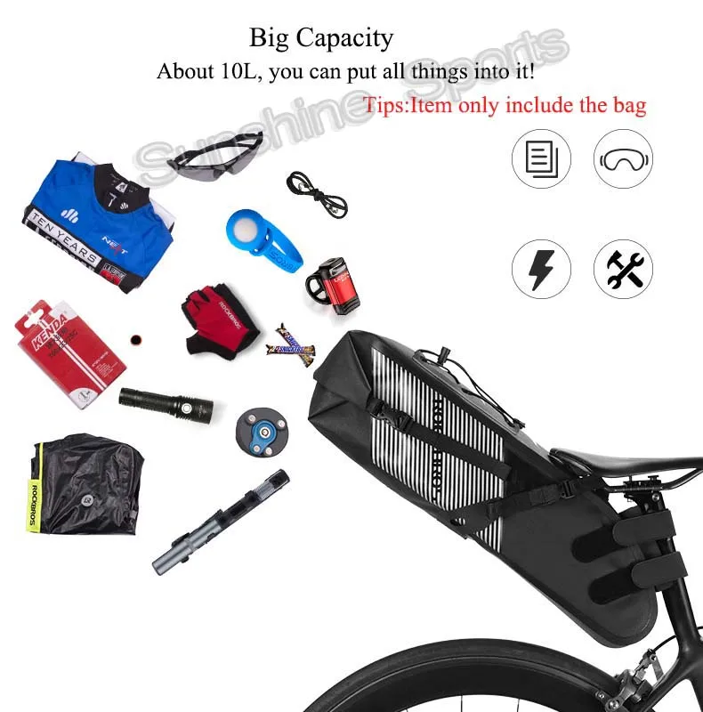Rockbros 10L/14L дорожная сумка для горного велосипеда, водонепроницаемая велосипедная Дорожная сумка на заднее сиденье, велосипедная сумка на седло, сумка для велосипеда, Аксессуары для велосипеда