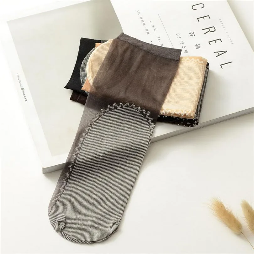 VIIANLES Women Silk Cotton Socks Bottom Soft Non Slip Sole Massage Summer Wicking Slip-resistant Spring Girls Sock Black Skin | Женская