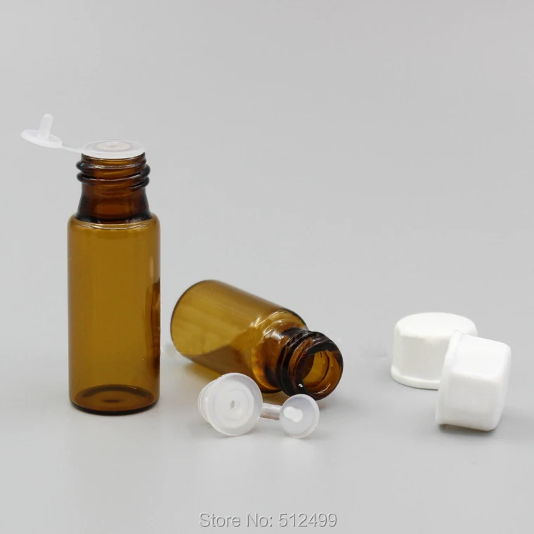 

50/100/200pcs/lot 1/2/3/5/10ml Perfume Essential Oil Bottles brown Glass tube Bottle white octagon cap stopper plug For Cosmetic