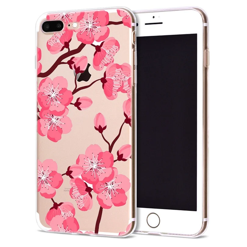 Funda For Apple iPhone 6 6S 7 Plus X 10 Flower Leaf Soft TPU Cover for Case Original Coque 8 B331 |
