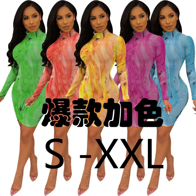 2019 хит продаж Женский Цифровой Цветочный Принт сексуальный сетчатый