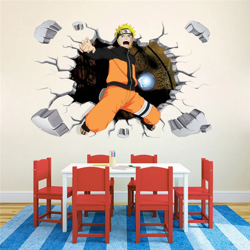 Большой размер! 90*60 см наклейка наруто 3D визуальный эффект обои Uzumaki Наруто Учиха Итачи Саске девять хвост режим стикер s ST06