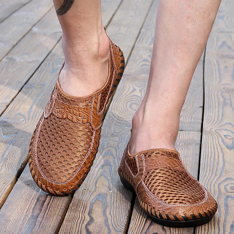 ZERO MORE Fashion Men Shoes 2019 Casual Air Mesh Summer Slip On Loafers Sewing Men's Drivings Large Sizes Breathable | Обувь
