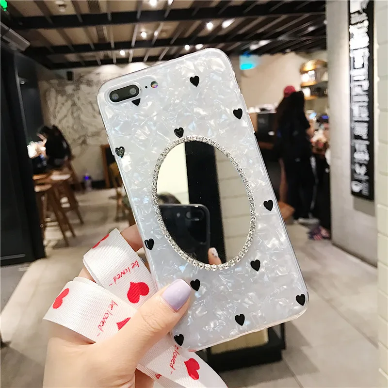 Чехол для телефона XINGDUO с милым черным сердцем iphone X XS XR MAX блестящий зеркальный