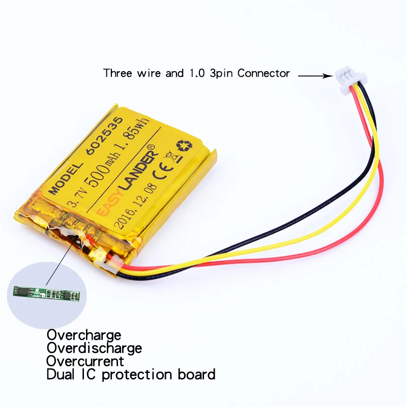 602535 3,7 V 500 мА/ч, Перезаряжаемые литий-полимерный литий-ионный аккумулятор Батарея для тахограф SP5 Mio MiVue 366 368 388 358P F210 gps 062535 602435