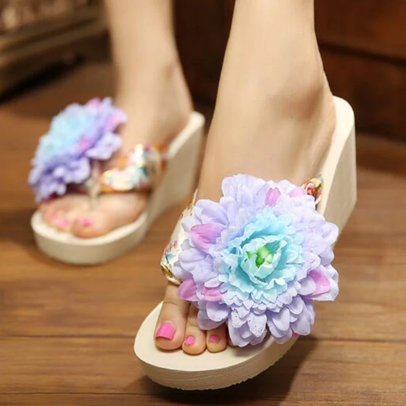 Тапочки в Корейском стиле Нескользящие сандалии на толстой подошве Пляжная