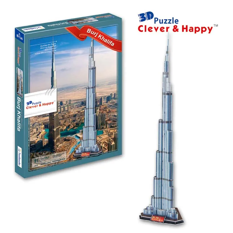 2013 новая умная и happy land 3d головоломка модель Burj Khalifa для взрослых diy Бумажная