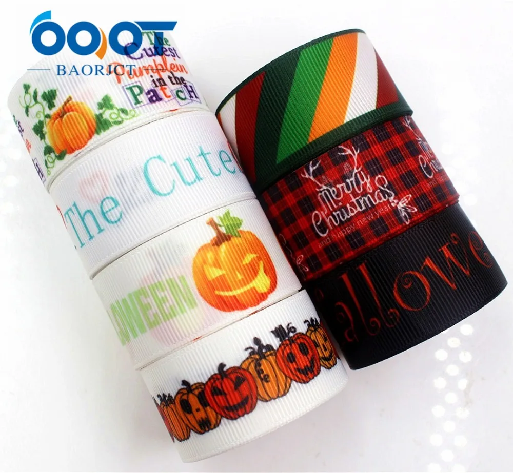 

OOOT BAORJCT 178175 , 25MM cartoon Halloween Printed grosgrain ribbon,Clothing accessories jewelry,DIY Handmade gift wrapping