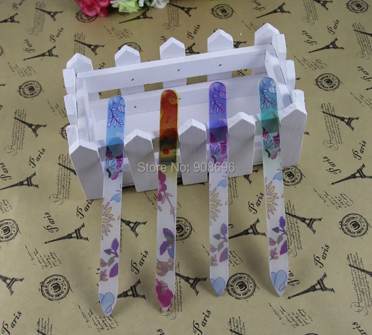 20 шт печать цветок стеклянные пилки для ногтей кристалл буфера Уход за ногтями 5