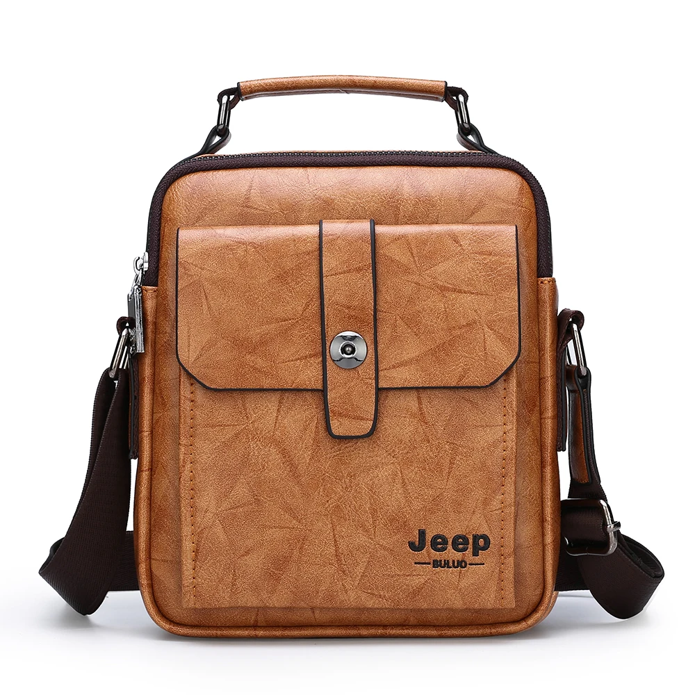 Мужская модная сумка из спилка jeep buluo, оранжевая сумка для документов, заплечная сумка для путешествий, дорожная сумка на плечевом ремне, все сезоны