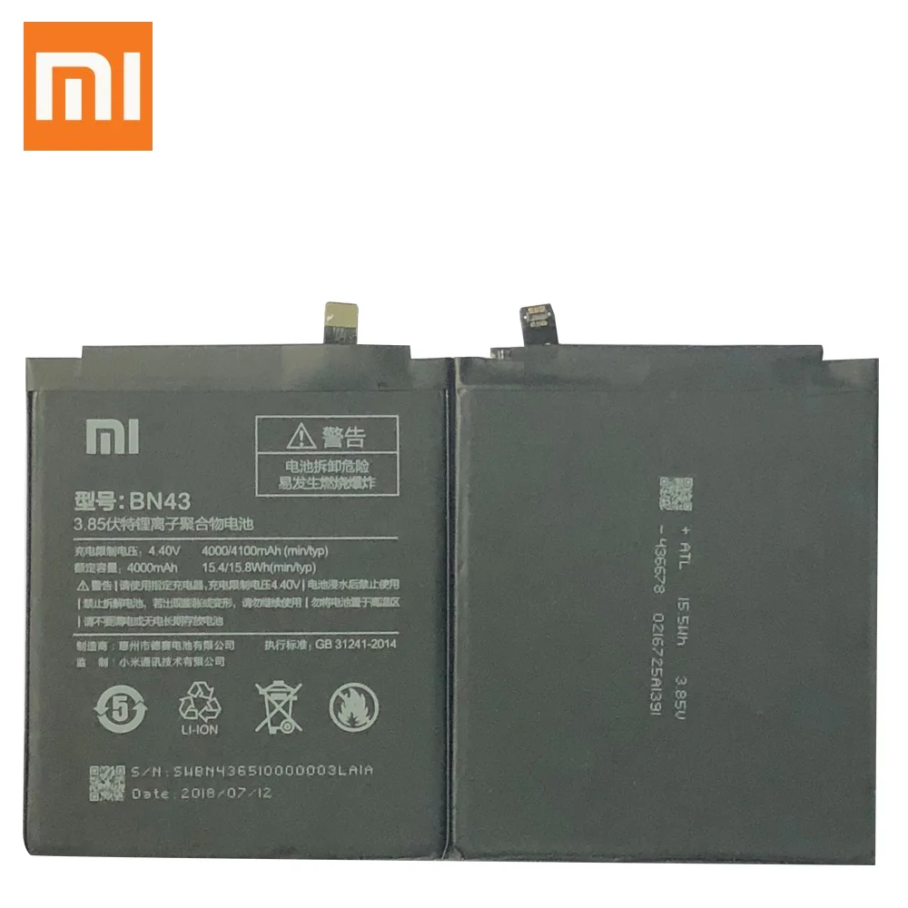 Xiao mi BN43 сменный аккумулятор для телефона 4000 мАч для Xiaomi Redmi Note 4X4 X/Note 4 global Snapdragon 625