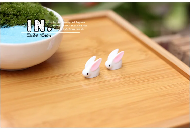 Домашний микро садовый декор милый стол с длинными ушами кролики животные модель