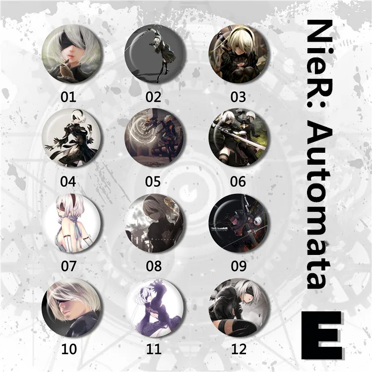12 шт./лот NieR: Automata игрушечная брошь значок NieR игрушечные булавки 58 мм 75 мм|Игровые