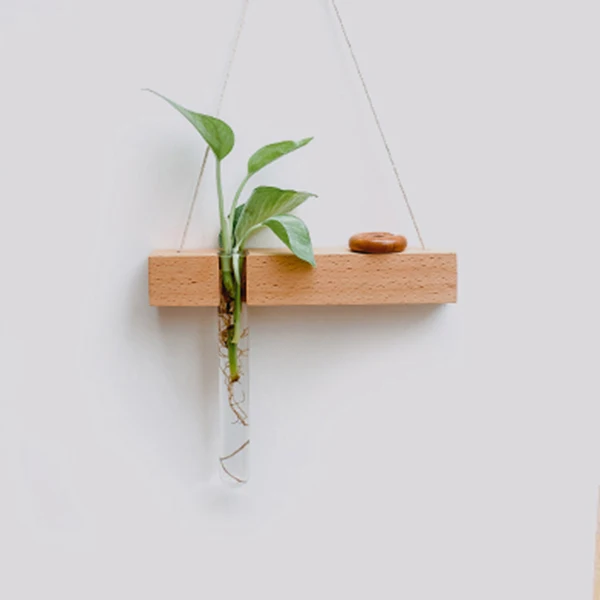 Деревянная стеклянная тестовая трубка настенная ваза для гидропонных растений