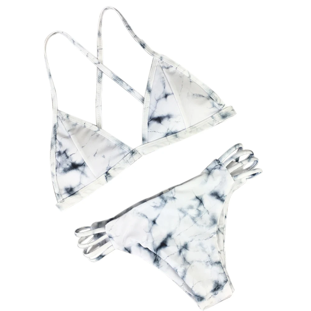 Для женщин сексуальный бандаж нарисованным тушью купальник бикини с цветочным