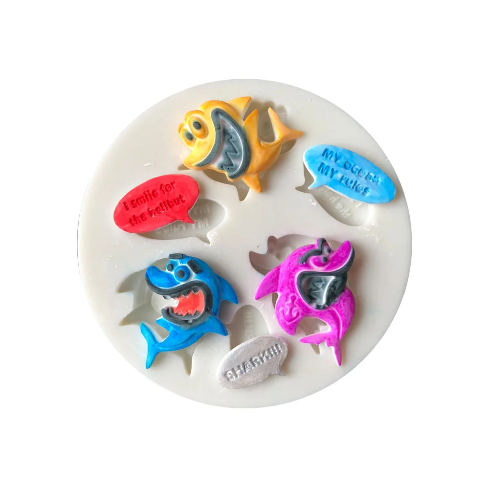 Aouke Shark Fondant Cupcake Decorating Molds Cake Silicone Mold Sugarpaste Candy Chocolate Gumpaste Clay Mould J171 | Дом и сад