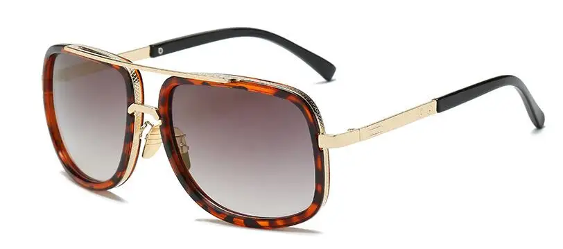 Leopard Новые модные солнцезащитные очки с большой оправой, Мужские квадратные модные очки для женщин, высокое качество, Ретро стиль, солнцезащитные очки, винтажные очки - Цвет линз: Leopard