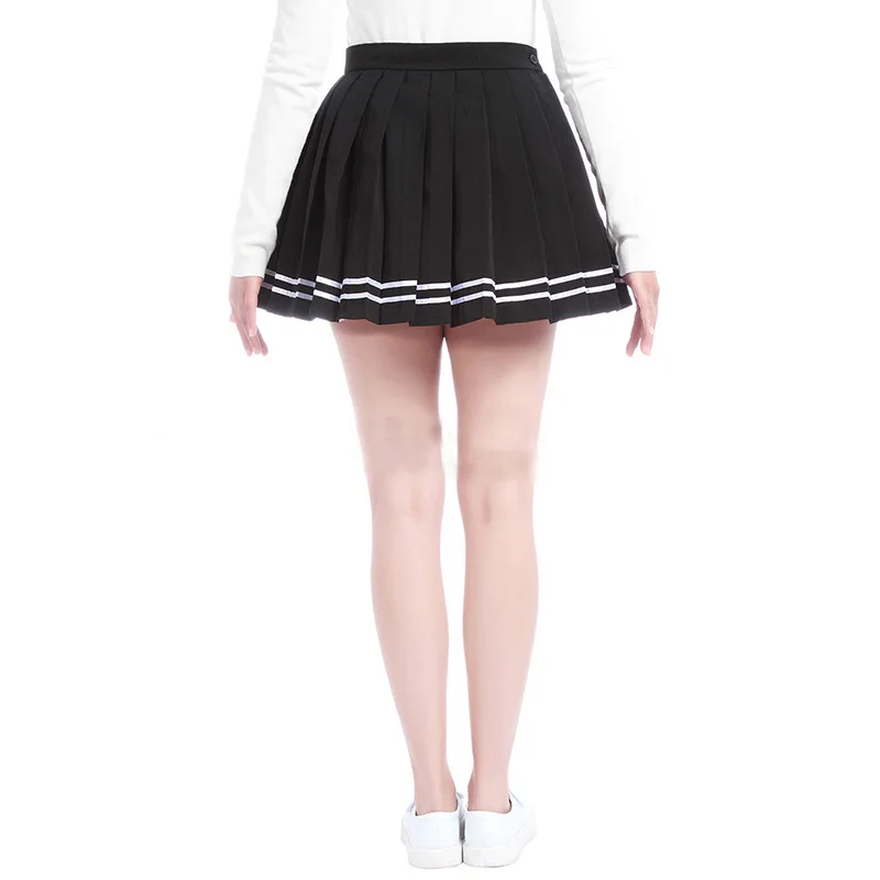 Черная плиссированная юбка ROLECOS для девочек с высокой талией японская школьная