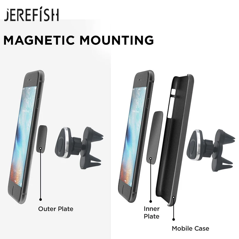 Супермагнитный Автомобильный держатель для телефона JEREFISH С Двойным Зажимом