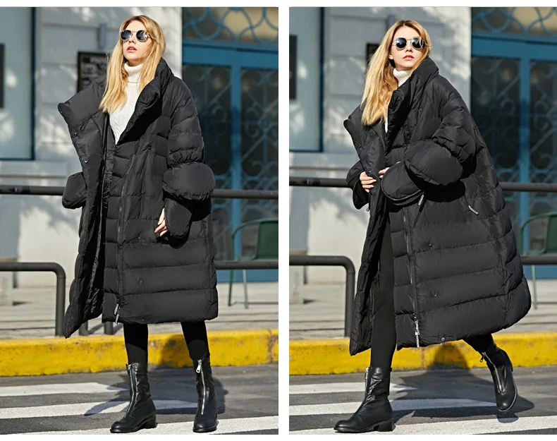 Oversize Winter Down Jacket Women with Gloves Long Korean Duck Down Coat Winter Puffy Jacket Casacas De Mujer 15799 KJ2742