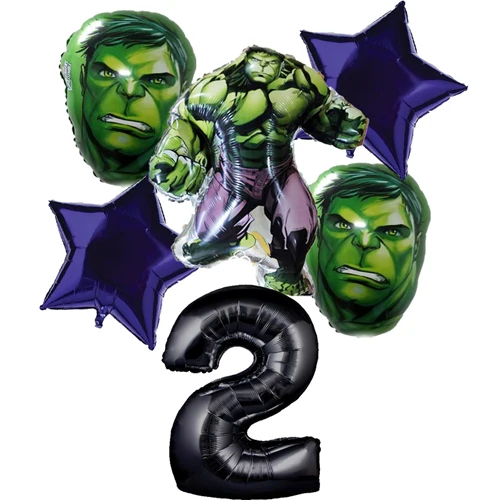 hulk 2 5 шт./партия, воздушные шары из фольги Халка, надувные воздушные шары на 1-й день рождения, товары для вечеринок, Globos - Цвет: hulk 2