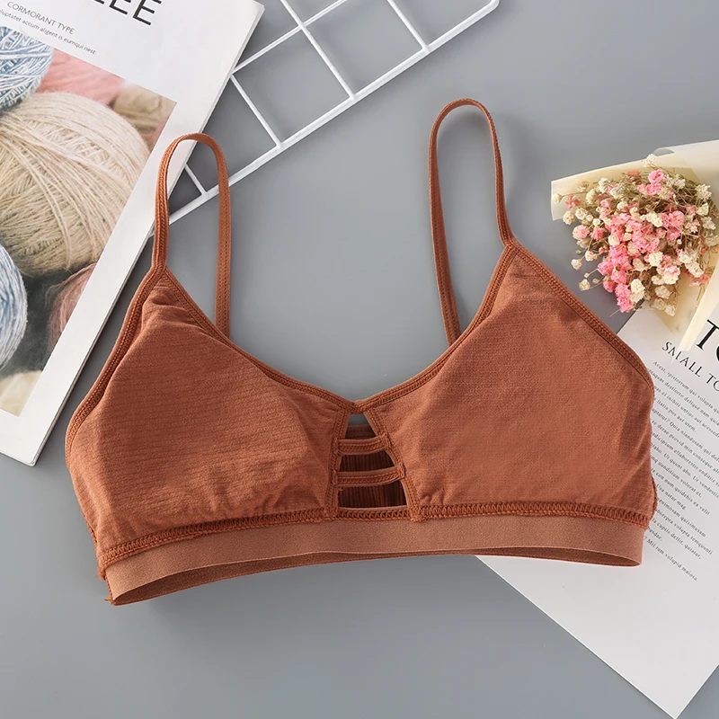 Women Cotton Bra Underwear Seamless Tube Top Brassiere Front Hollow Out Lingerie Wire Free Intimates | Женская одежда