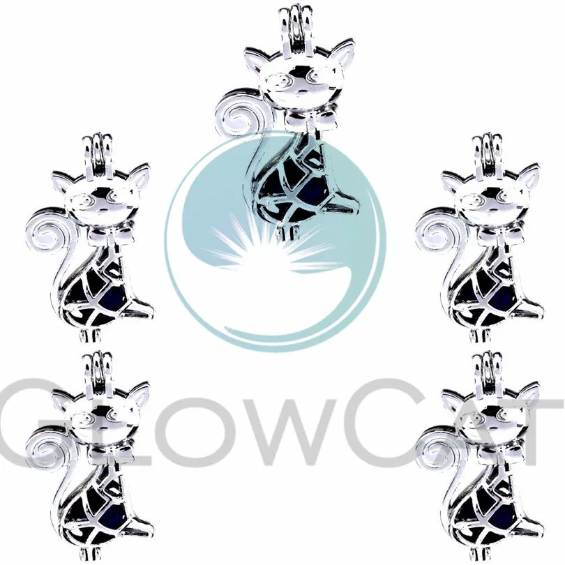 5X жемчужный клетчатый кулон для ароматерапии полый Кот эфирное масло диффузор