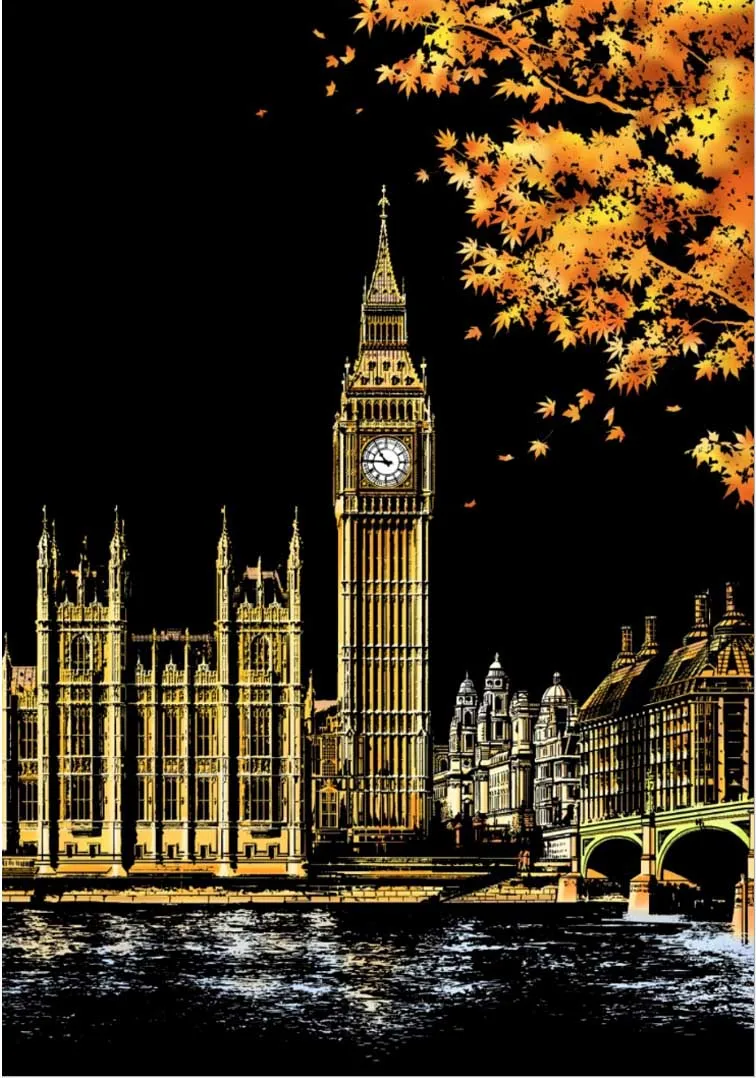 London Big Ben DIY настенные декоративные картины красочные Город Ночные пейзажи мир царапины соскабливание картины творческие подарки на день рождения - Цвет: London Big Ben