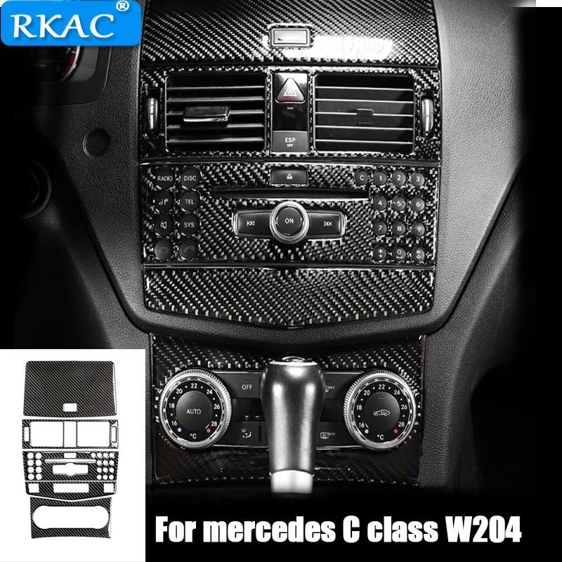 

For mercedes C class W204 Carbon fiber Interior Trim Outlet CD Air Conditioning Central control Panel Car stickers and decals