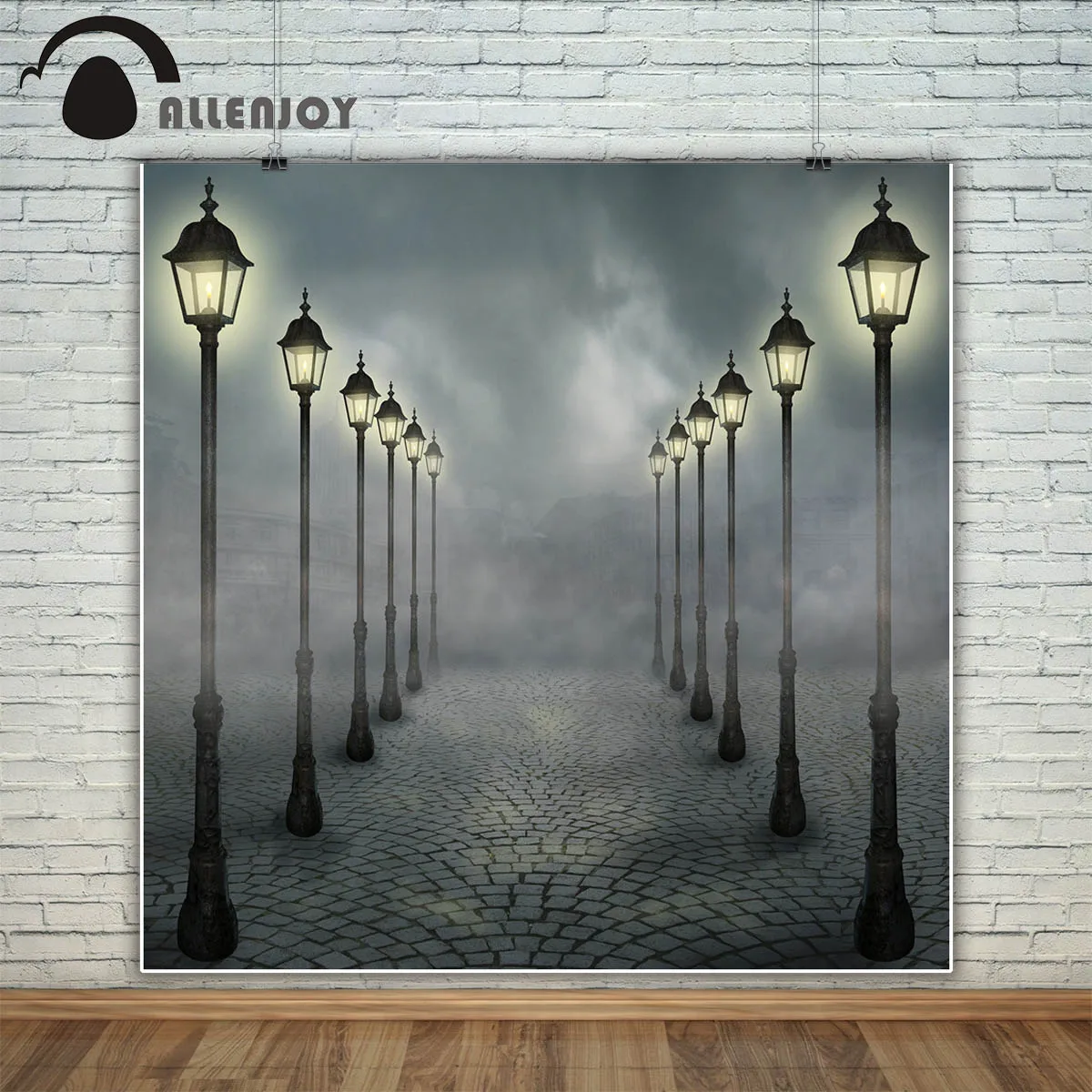 Фотофон Allenjoy для фотостудии фон с темными дымчатыми домами уличное освещение