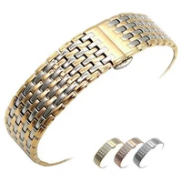 high quality butterfly clasp watchband 13mm 18mm 20mm 22mm stainless steel watch band strap men silver rose gold bracelet