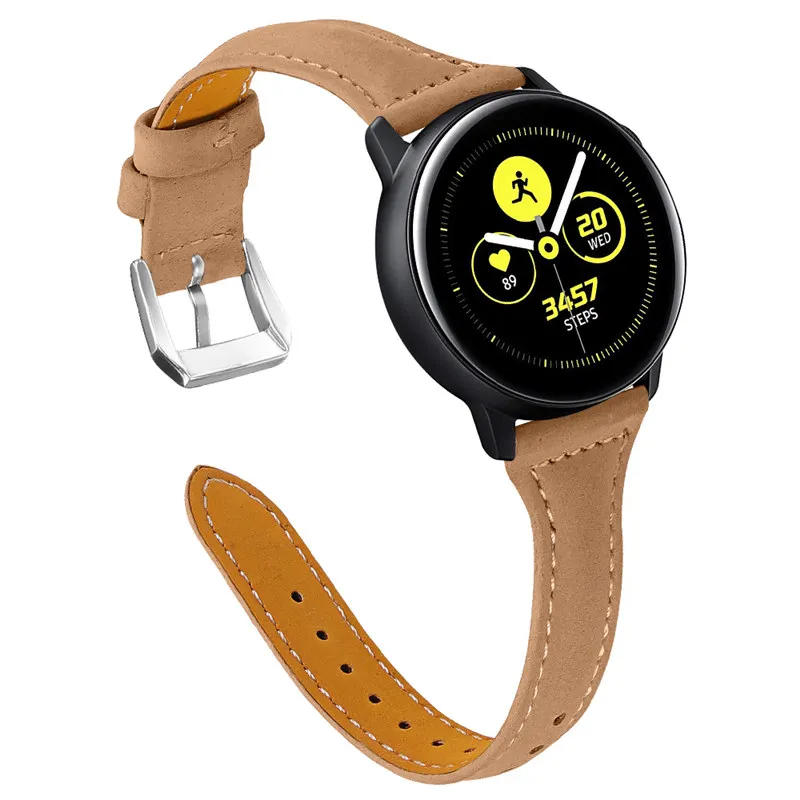 Light Brown Кожаный ремешок для samsung Galaxy Watch Active/Active 2 Galaxy Watch 42 мм gear Sport 20 мм тонкий ремешок из натуральной кожи - Цвет ремешка: Light Brown